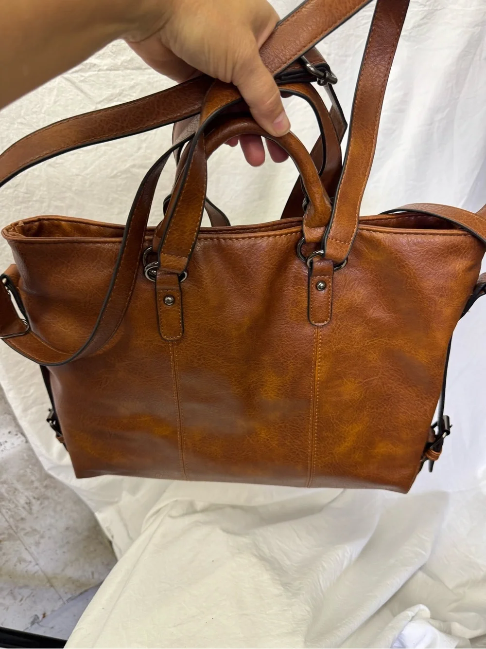 Classic Brown Leather Tote Bag - Versatile Women’s Shoulder Bag